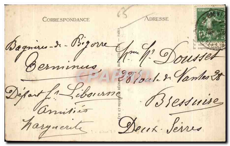 Bagnères-de-Bigorre et le Pic de 2 Heures — LL, n°4 — Verso