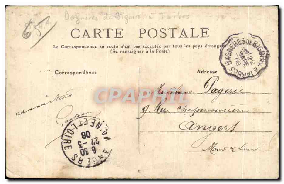 Bagnères-de-Bigorre — Excursion au Lac Bleu et la Gorge du Chiroulet — Éditeur non identifié, n° 490 — Rückseite