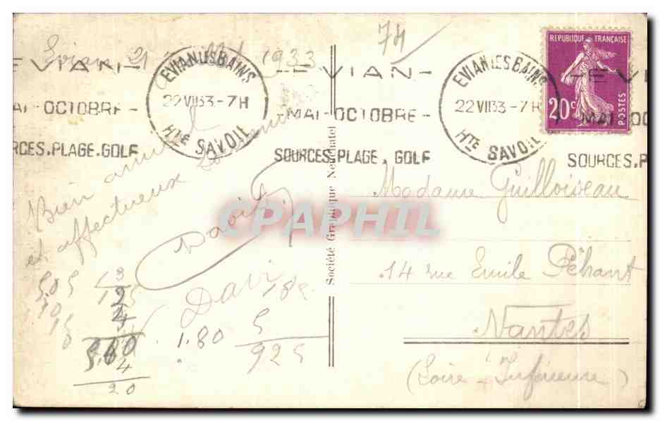CPA Evian Les Bains Le Port Bateaux — Verso