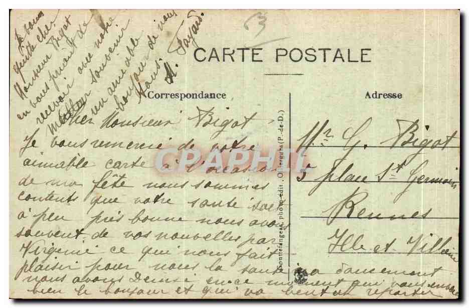 L'Auvergne — scène de couple en costume traditionnel — G. d'O. n° 1032 — Reverso