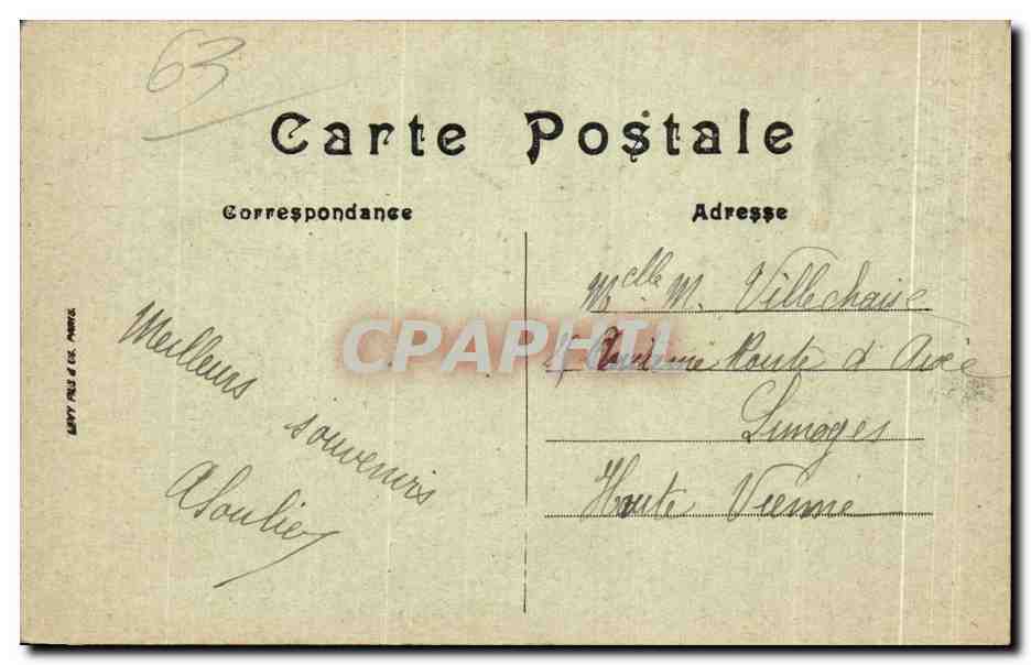 CPA Clermont Ferrand Le Theatre et le Boulevard Dasaix — Rückseite