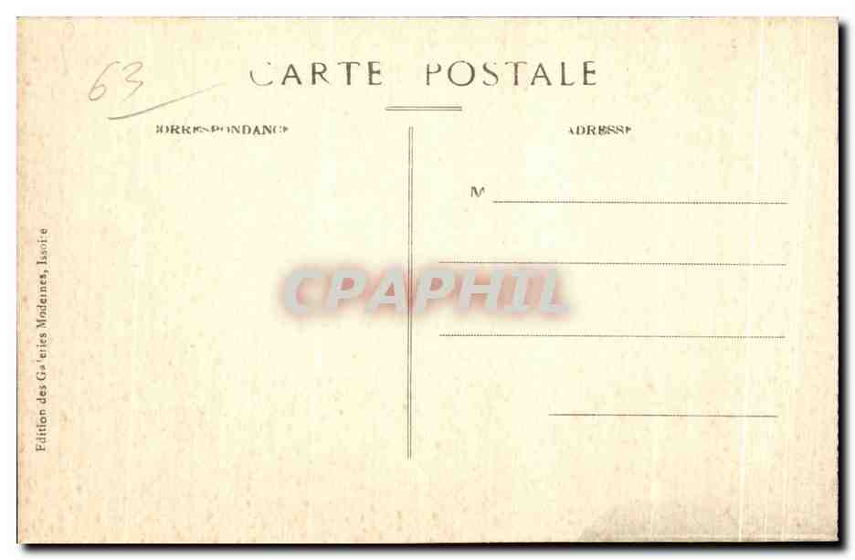CPA L Auvergne St Nectaire le Bas Vue Generale Le grand hotel des thermes — Rückseite