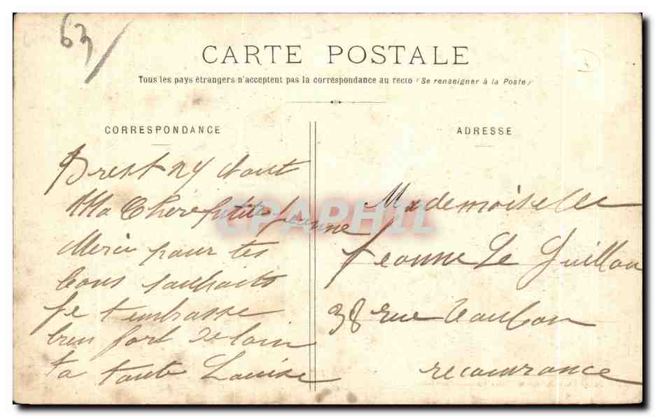 Le Puy de Dôme — vue pastorale avec moutons — Lib. Bougé-Béal, 21 rue de l’Ecu, Clermont-Ferrand — Verso