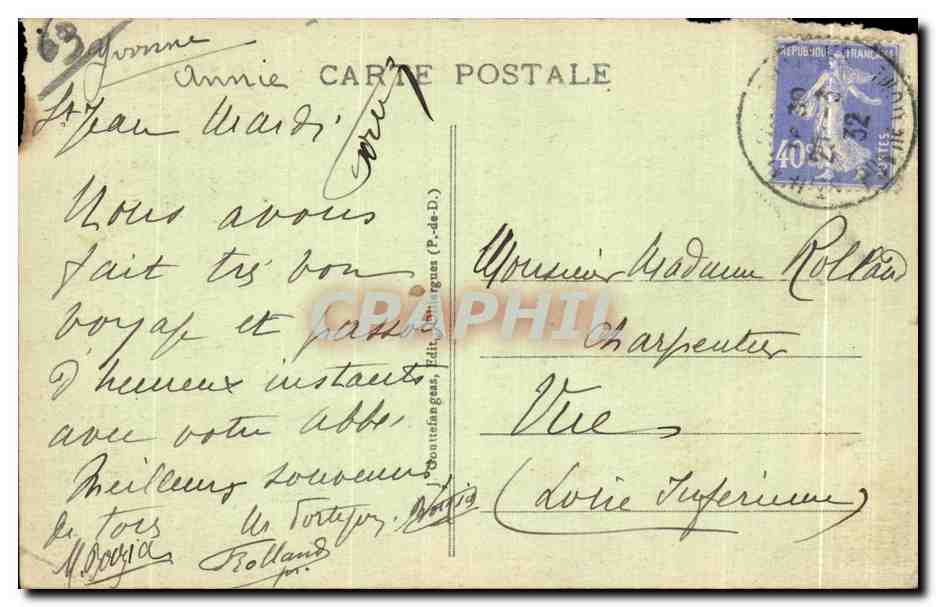 CPA L Auvergne St Jean des Ollieres Place de l Eglise — Verso