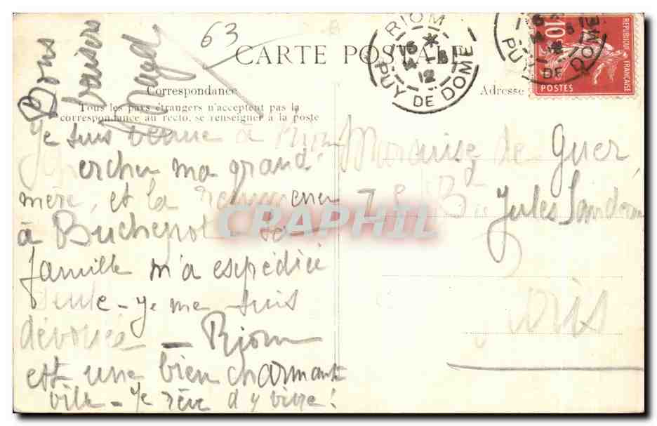 Riom — La Maison des Consuls — L'Auvergne pittoresque — Verso