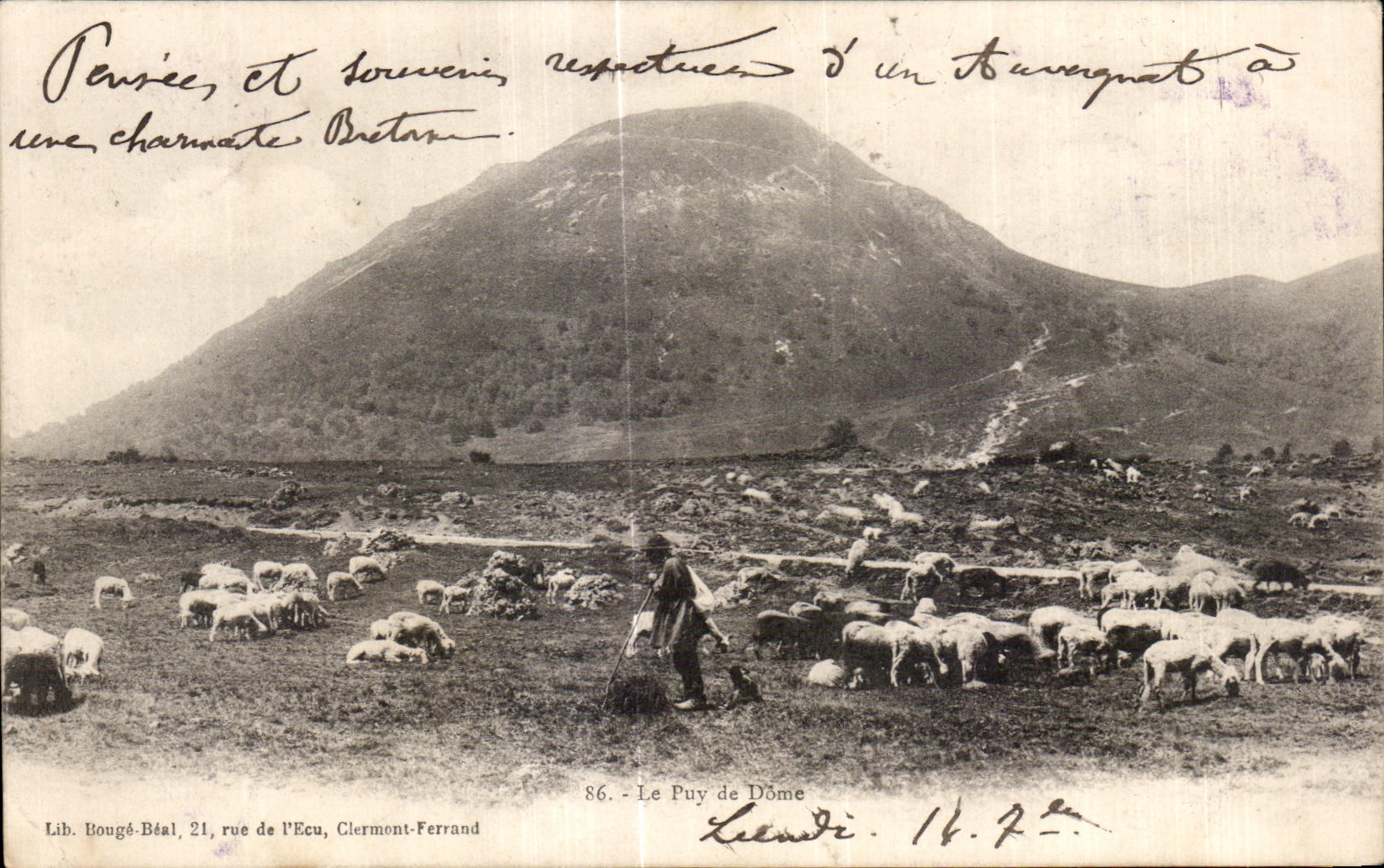 CPA Le Puy de Dome Berger et moutons 