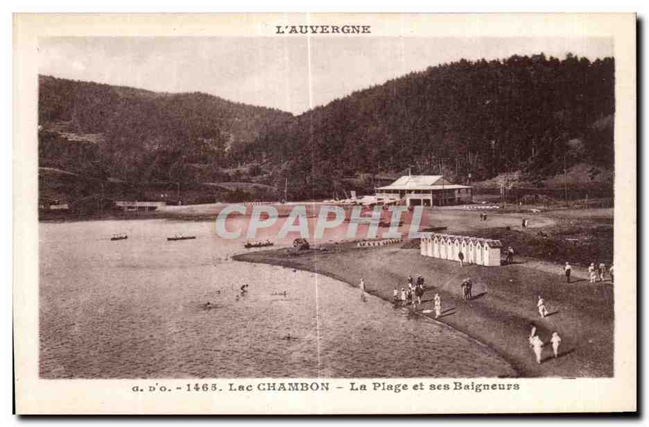 Lac Chambon — La Plage et ses Baigneurs — J. Goutelangeous, édit. (P.-de-D.)