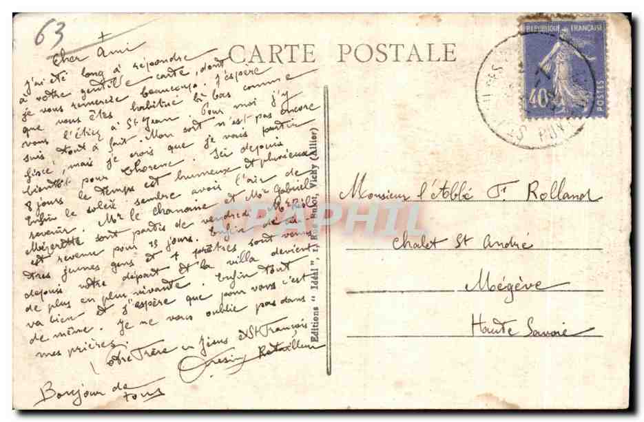 CPA Clermont Ferrand Rue des Gras et la Cathedrale Celie — Rückseite