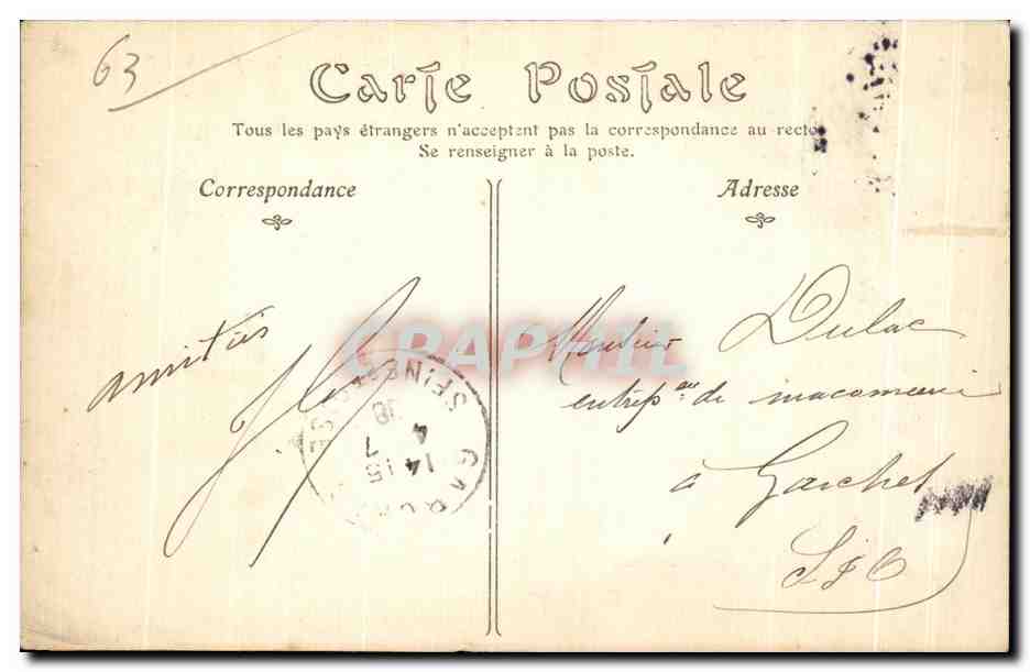 CPA Clermont Ferrand Vue generale prise de la Poterne — Rückseite