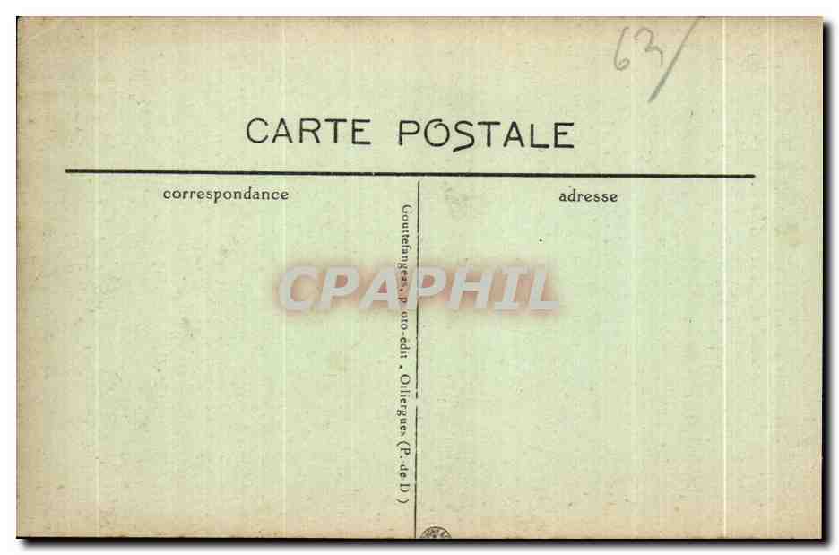 CPA L Auvergne Thiers Gorges de la Durolle au pied de la Margeride — Rückseite