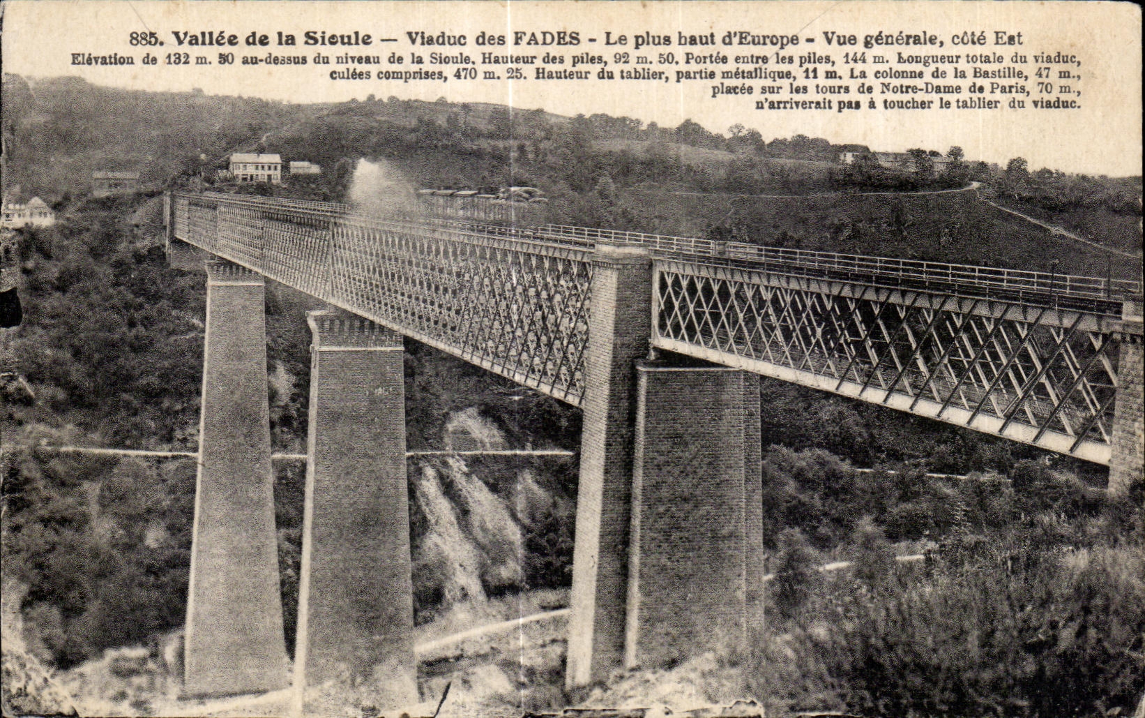Vallée de la Sioule — Viaduc des FADES — Le plus haut d'Europe — Vue générale, côté Est