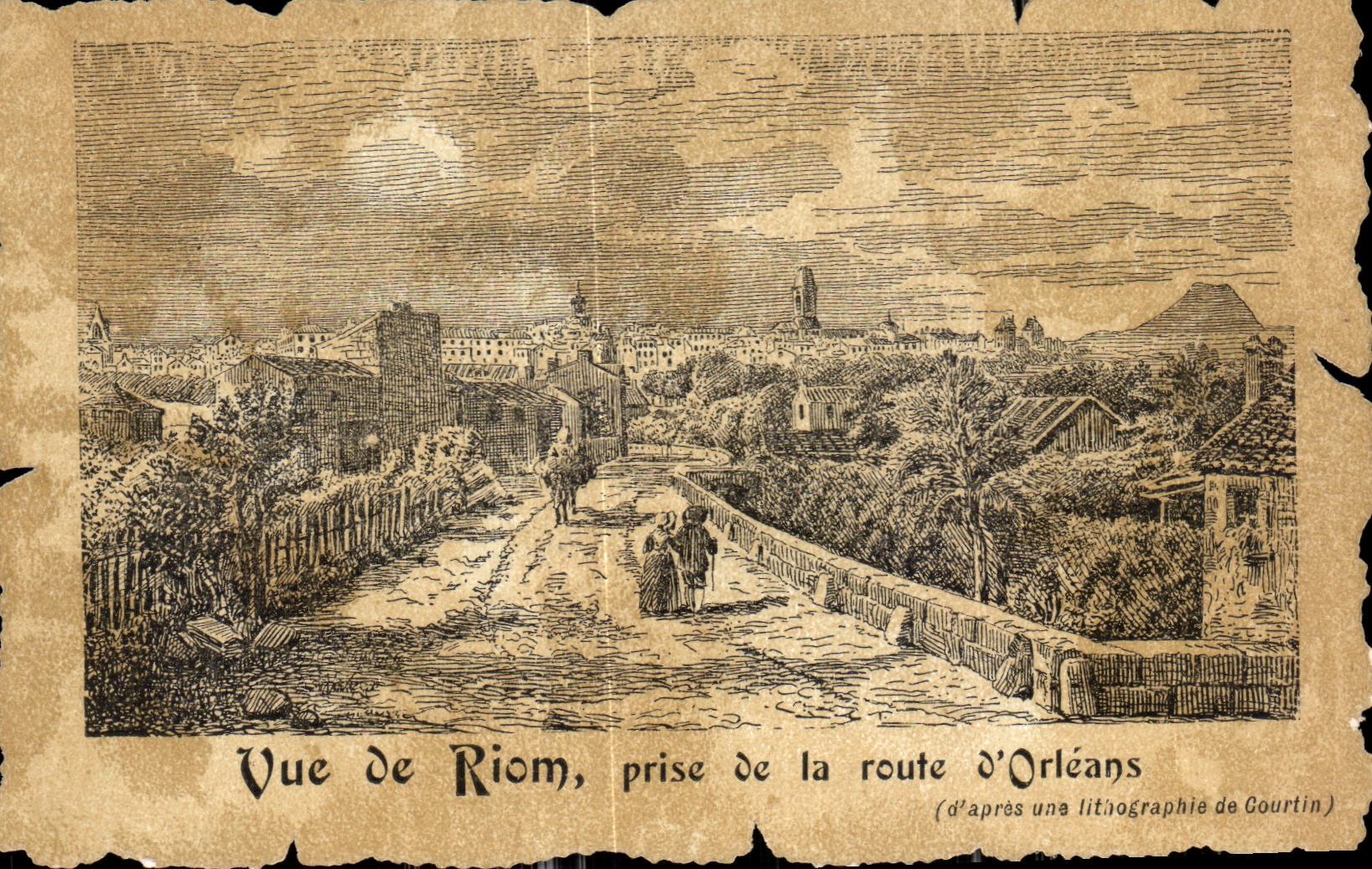 CPA Vue de Riom prise de la route d Orleans