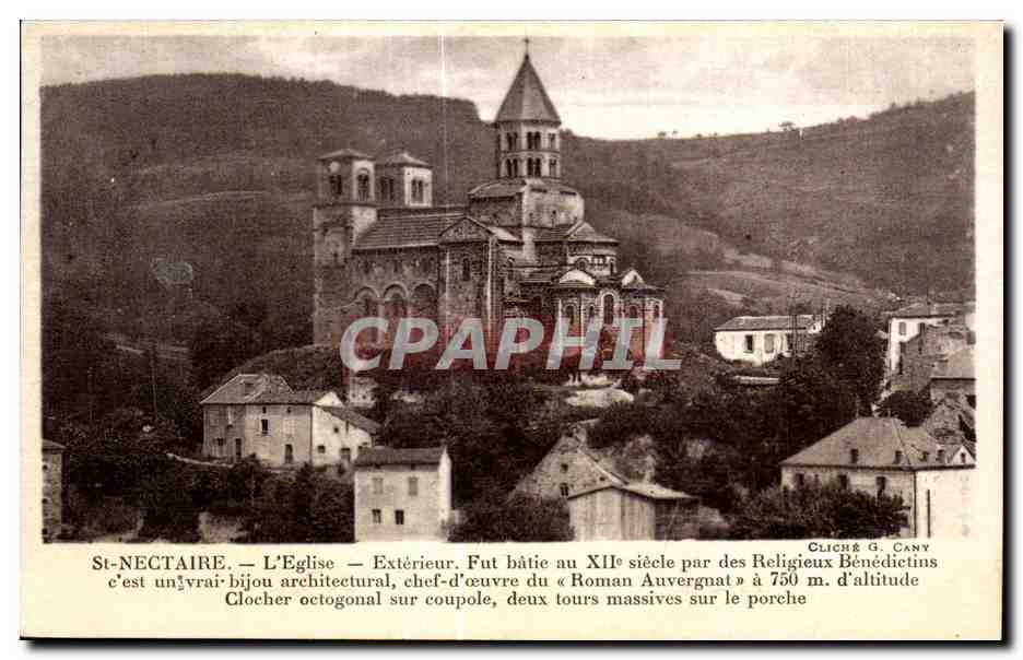 St-Nectaire — L'Église — Extérieur. Éditeur G. Cany