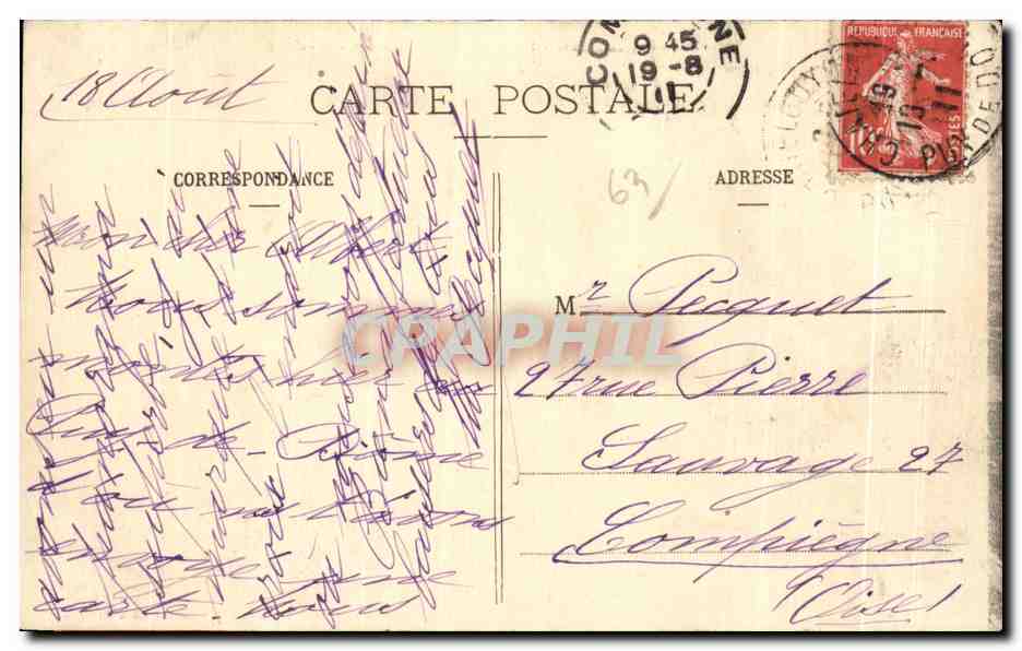 CPA Sommet du Puy de Dome Les Hotels et la Chaine des Puys Sud — Rückseite