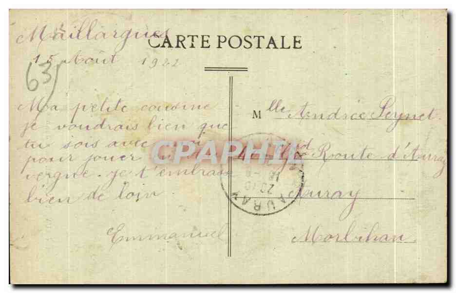 CPA En Auvergne Deux Jeunes Villageois Folklore Costume Enfants — Verso