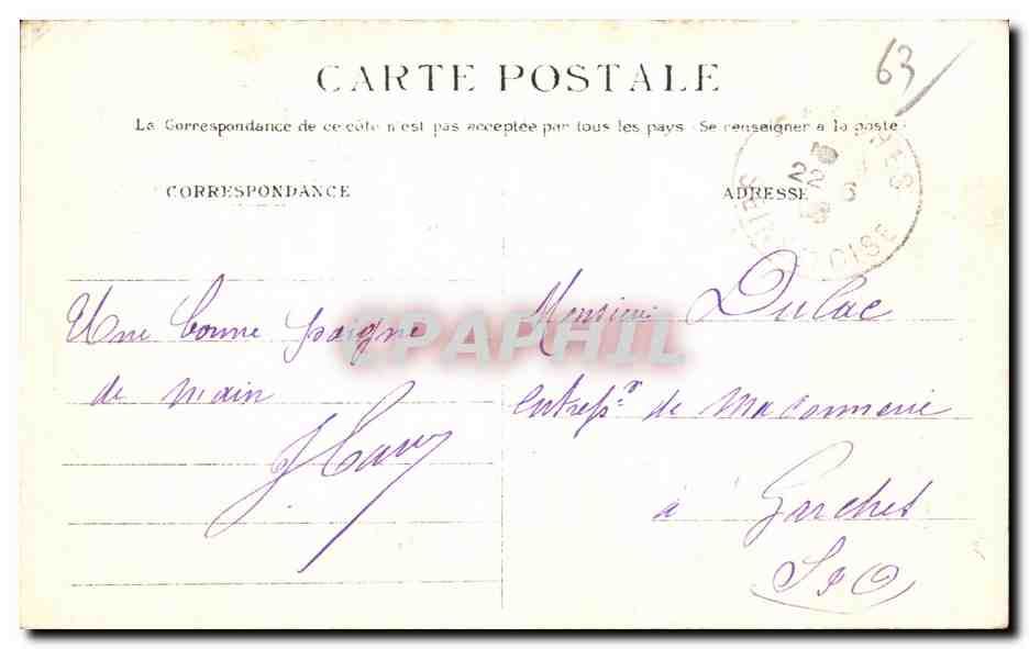 CPA Le Mont Dore Route du Sancy Ane Donkey — Verso