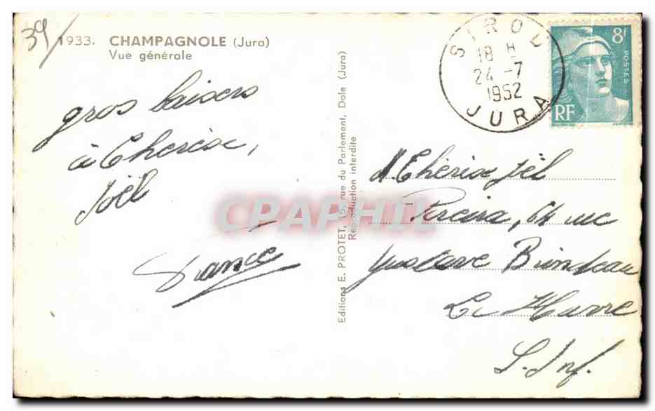 CPA Champagnole (Jura) Vue generale — Rückseite