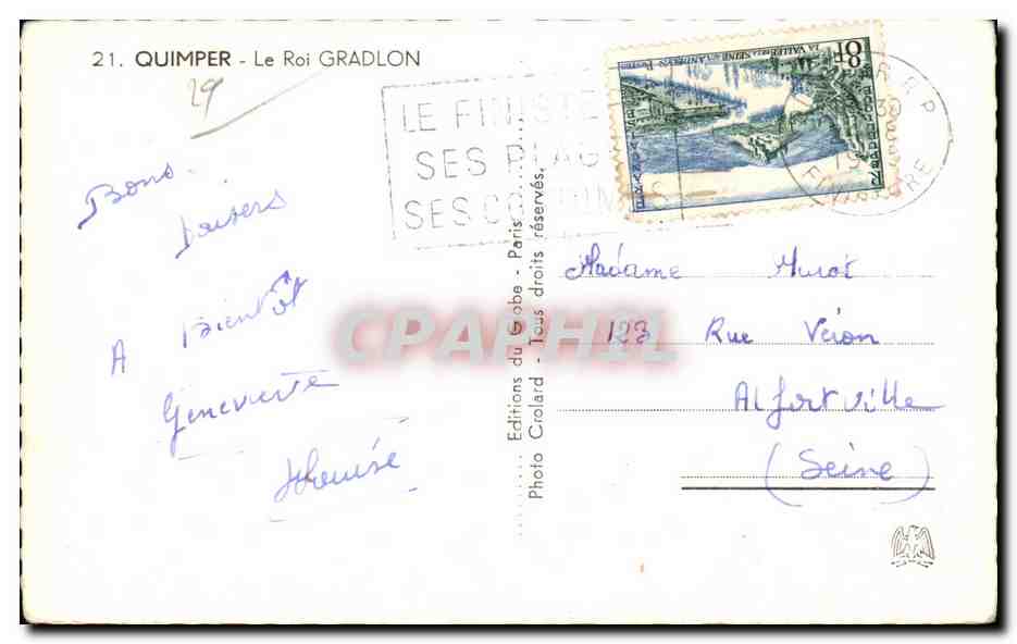 CPA Quimper Le Roi Gradlon Cheval Horse — Rückseite