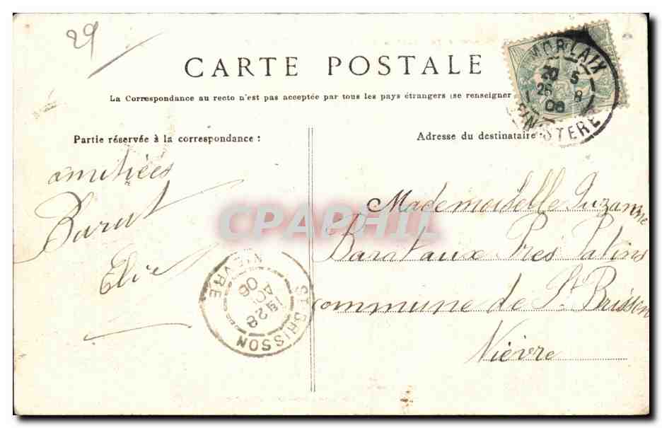 CPA Route de Morlaix A Plougasnou La Vailee du Dourduff — Rückseite
