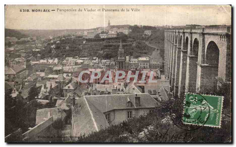 CPA Morlaix Perspective du Viaduc et Panorama de la Ville
