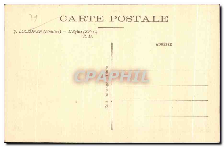CPA Locronan Finistere L Eglise — Rückseite