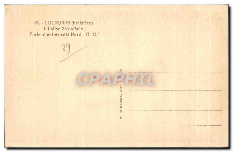 CPA Locronan Finistere L Eglise XVe Siecle Porte d entree cote Nord — Rückseite
