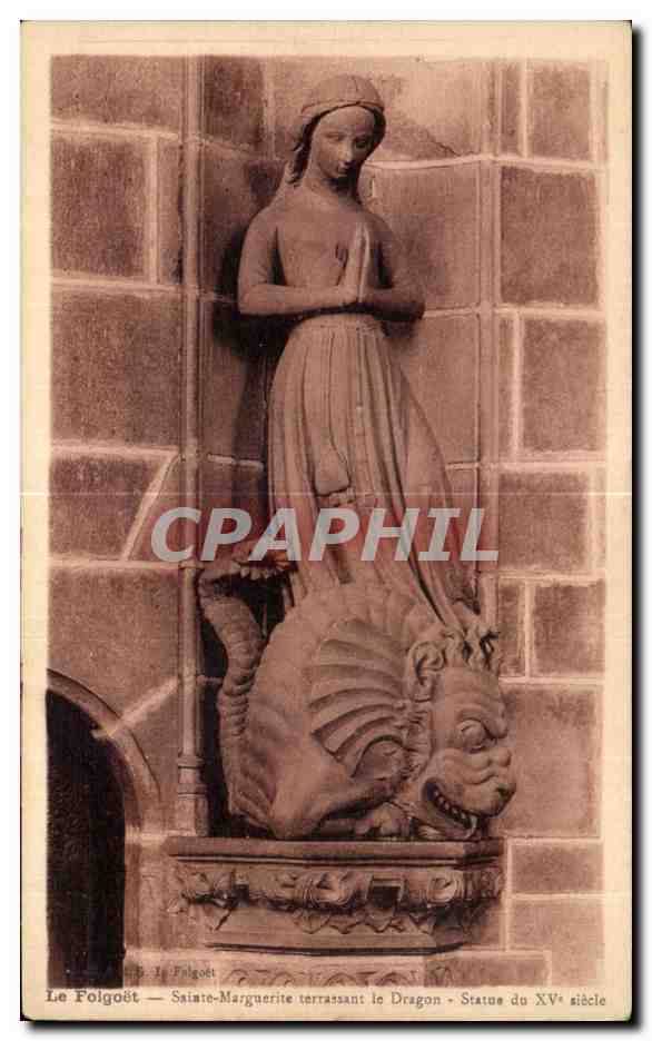CPA Le Folgoet Saiute Marguerite terrassant le Dregon Statue du XV Siecle