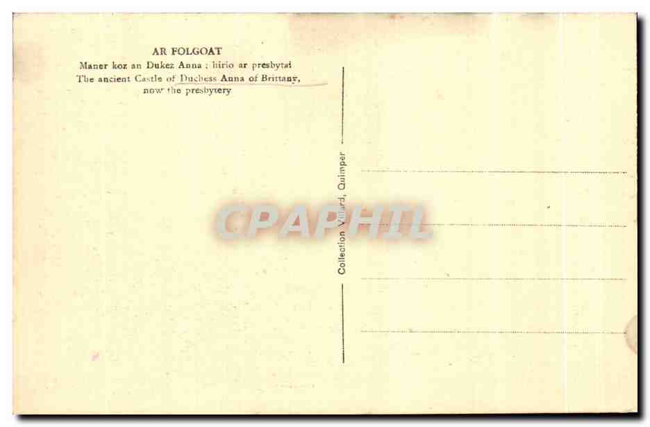 CPA AR Fologoat The ancient Castle of Duchess Anna of Brittany — Rückseite