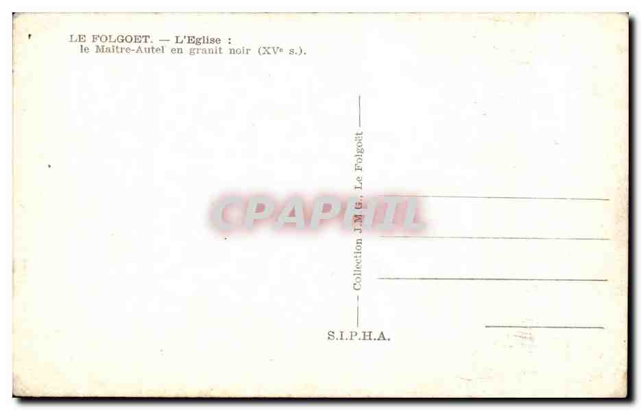 CPA Le Folgoet L Eglise Ie Maitre Autel en granit noir — Rückseite