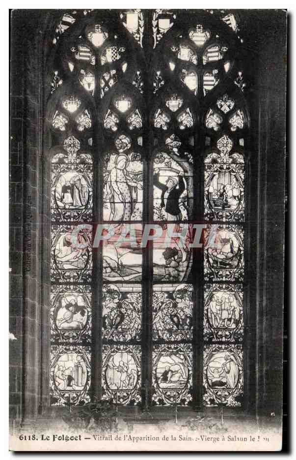 CPA Le Folgoet Vitrail de I Apparition de la Sainte Vierge a Salaun Le Fou