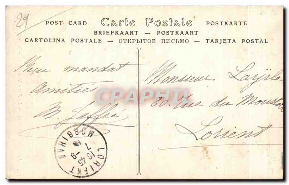 Primel (Finistère) — La Sortie de la Grotte de la Roche — éditeur inconnu, n° 735 — Rückseite