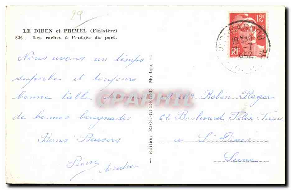 Les roches à l'entrée du port — Le Diben et Primel (Finistère) — Édition RIOU-NEDLEC, Morlaix — Reverso