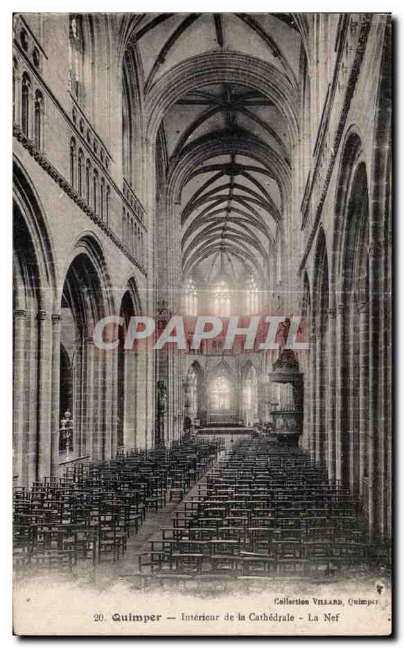CPA Quimper Interieur de la Cathedrale La Nef