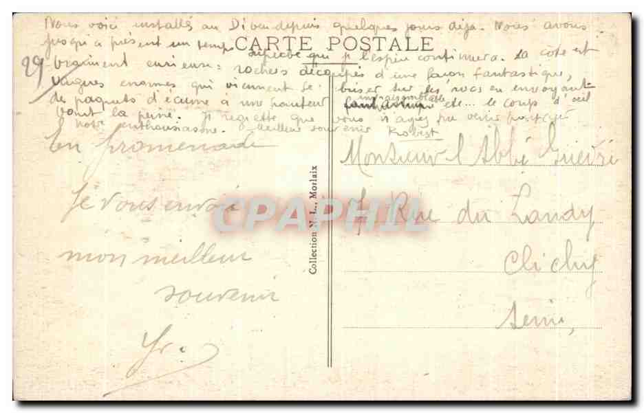 CPA Envirous de Plougasnou Les Rochers du Diben — Rückseite