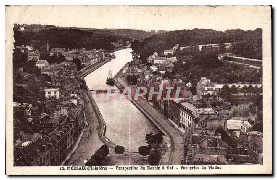 CPA Morlaix Perspective du Bassin a flet Vue prise du Viaduc