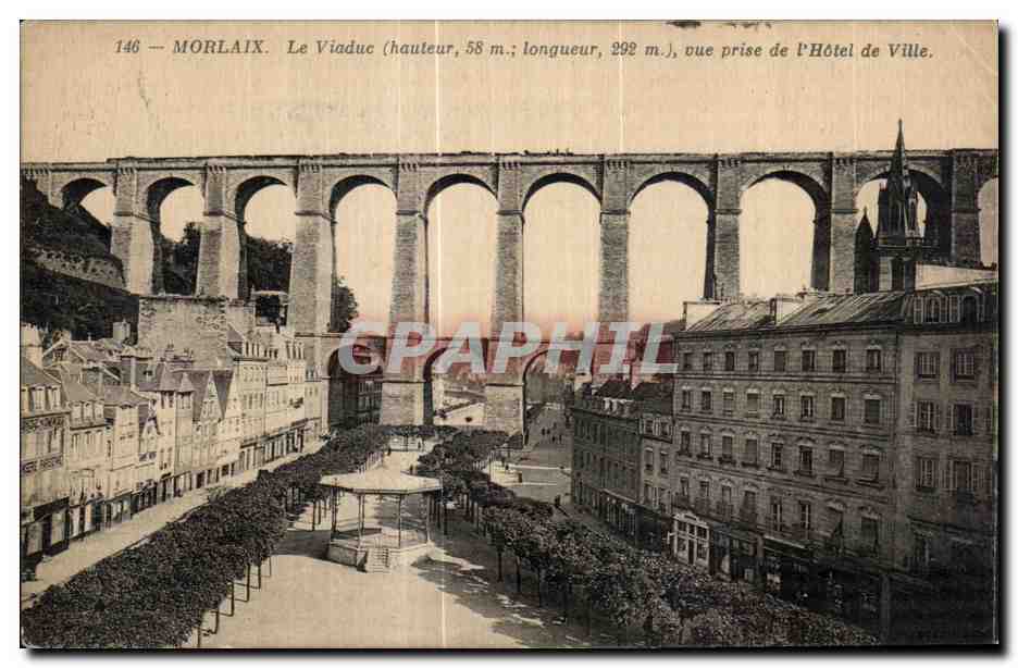 CPA Morlaix Le Viaduc vue prise de l Hotel de Ville