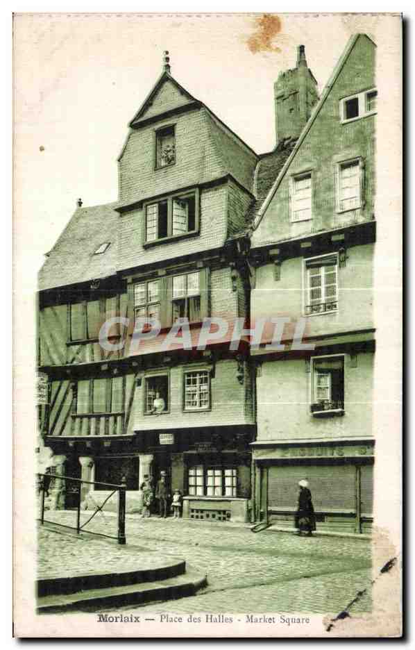 CPA Morlaix Place des Halles Market Square