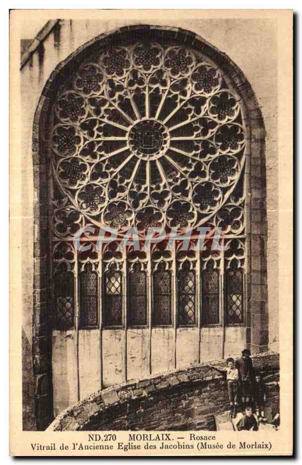 CPA Morlaix Rosace Vitrail de l Ancienne Eglise des Jacobins Enfants