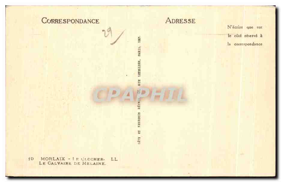 CPA Morlaix Le Clocher Le Calvaire de Melaine — Rückseite