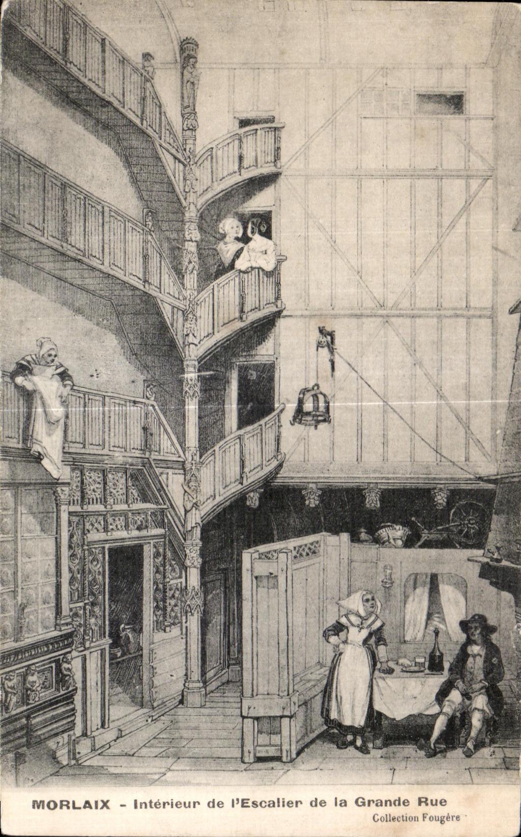 CPA Morlaix Interieur de3 l Escaller de la Grande Rue