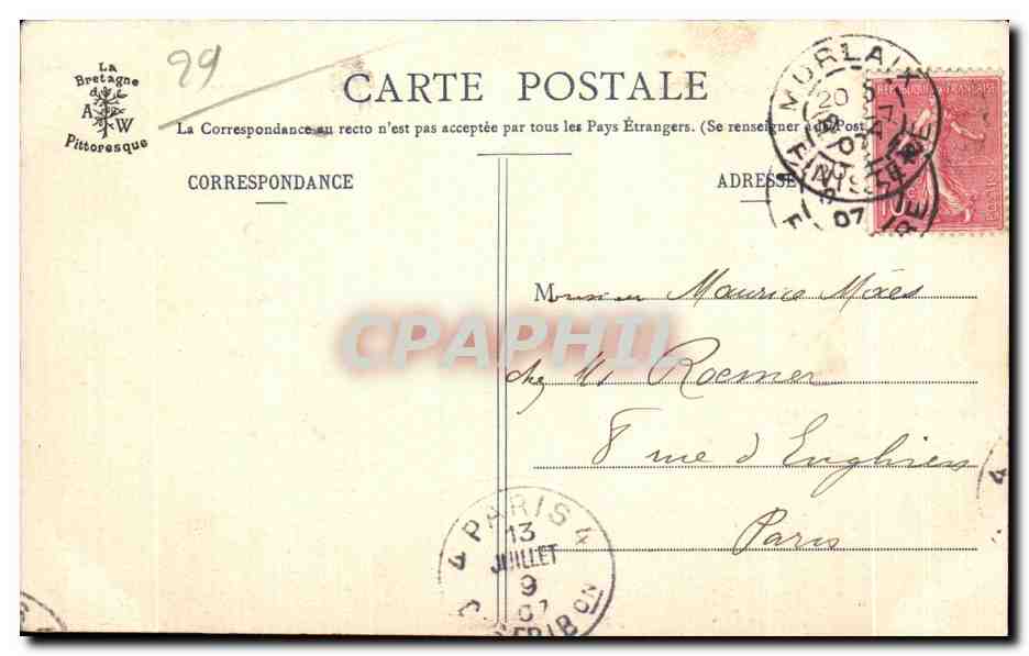 CPA Riviere de Morlaix Le Chateau du Taureau (ou fut enferme Blanqui) — Rückseite