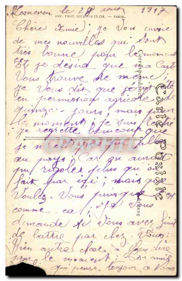 CPA Morlaix Caserne du 72e d Infanterie Militaria — Rückseite