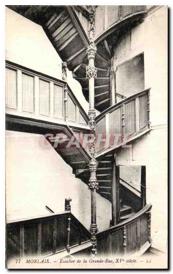 CPA Morlaix Escalier de la Grange Rue XV Siecle