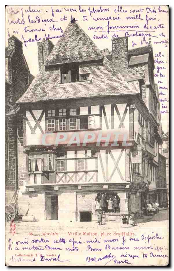 CPA Morlaix Vielle Maison place des Halles Enfants