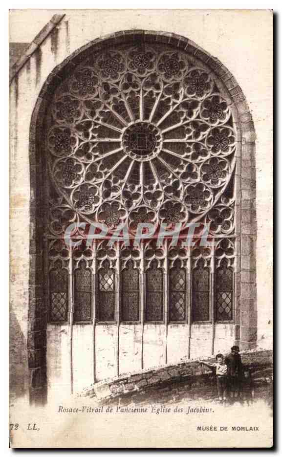 CPA Musee de Morlaix Rosace Vitrail de l ancienne Eglise des Jacobins Enfants