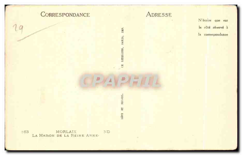 CPA Morlaix La Maison de la Reine Anne — Rückseite