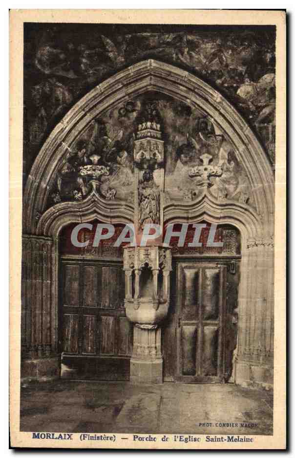 CPA Morlaix Porche de l Eglise St Melaine 