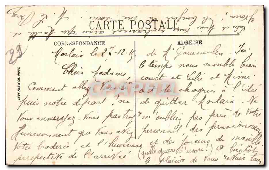 CPA Morlaix Vue prise du Cours Beaumont — Rückseite