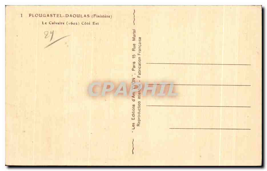 CPA Plougastel Daoulas Le Calvaire cote Est — Rückseite
