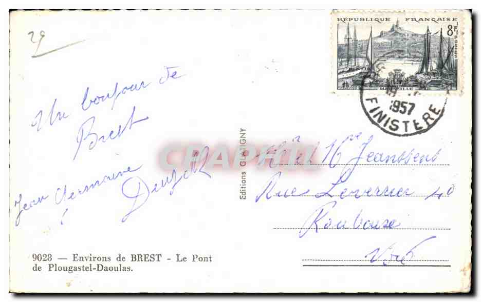 CPA Environs de Brest Le Pont de Plougastel Daoulas — Rückseite